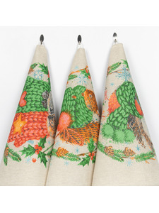 Набор полотенец 24С112-ШР Морозуля-3 льняные (45*60, 3 шт) / Белорусский лен