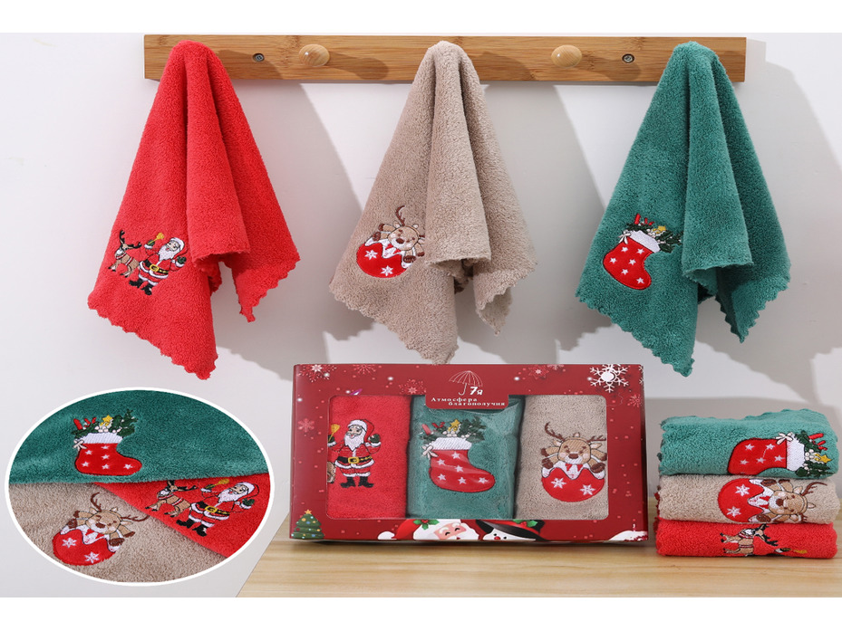 Набор полотенец 7502273 Новый год микрофибра (25*50, 2 шт) / 7-я