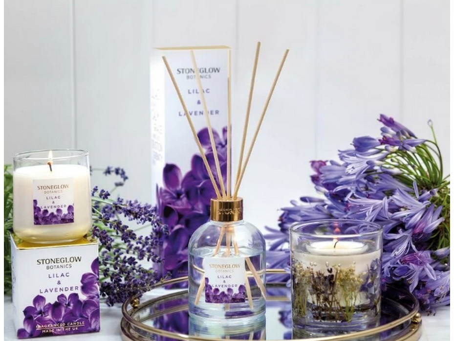 Сирень и Лаванда 70187, Свеча в стеклянном стакане / StoneGlow