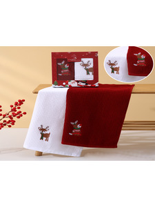 Набор полотенец 8511705 Два олененка вафельно-махровые (40*60, 2 шт) / 7-я