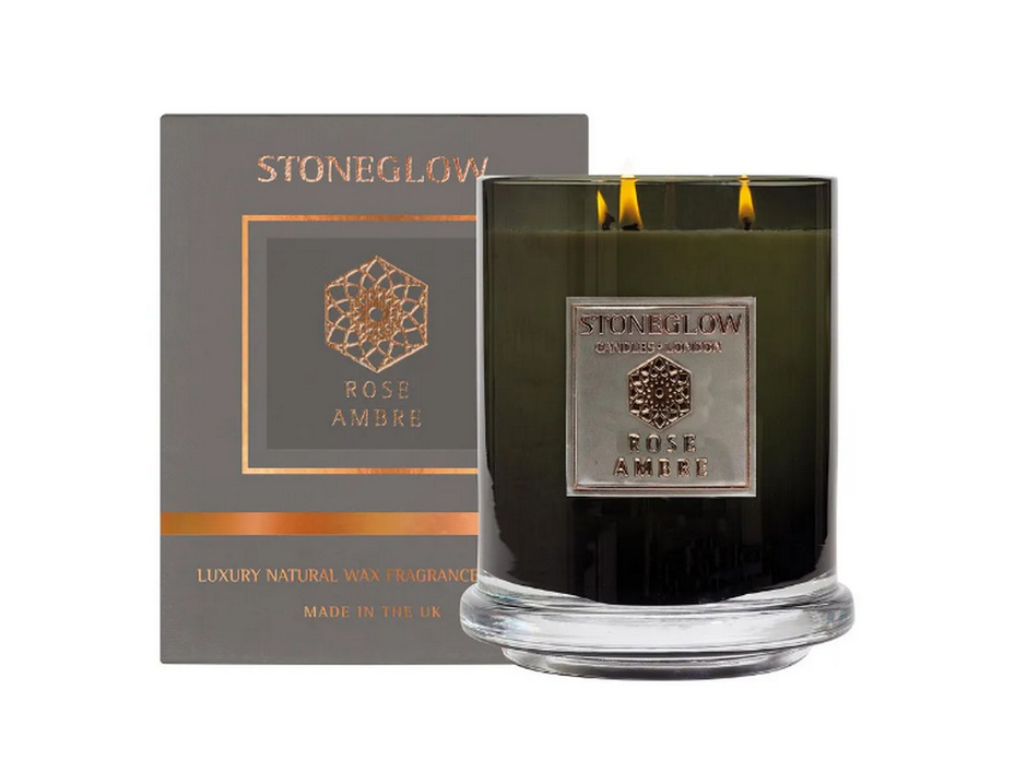 Амбровая роза 70420, Свеча в стеклянном стакане / StoneGlow