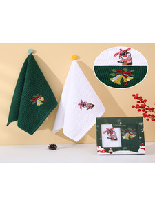 Набор полотенец 8511703 Олень и колокольчик вафельно-махровые (40*60, 2 шт) / 7-я