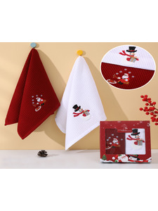 Набор полотенец 8511704 Дед Мороз и снеговик вафельно-махровое (40*60, 2 шт) / 7-я