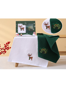 Набор полотенец 8511702 Олень и подарок вафельные (40*60, 2 шт) / 7-я