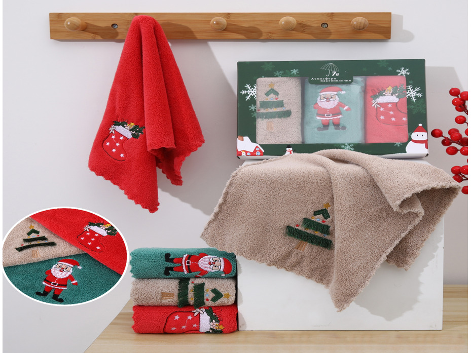 Набор полотенец 7502274 Новый год микрофибра (25*50, 3шт) / 7-я