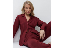 Пижама женская, рубашка и брюки Cadance burgundy / Aruelle