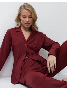 Пижама женская, рубашка и брюки Cadance burgundy / Aruelle