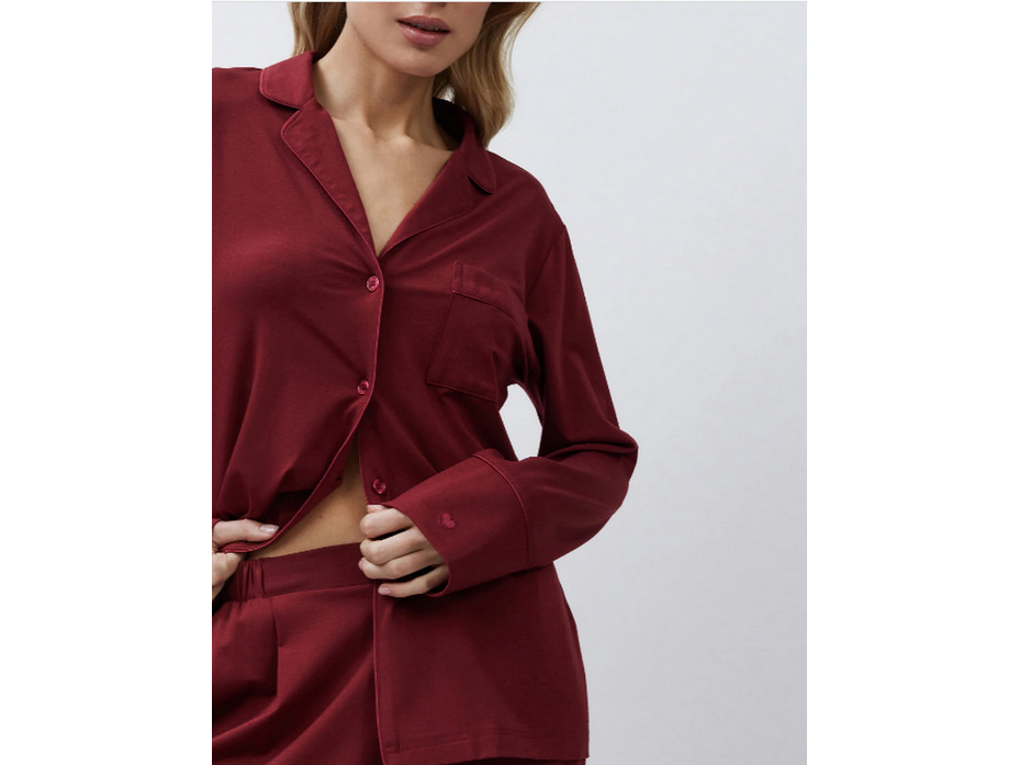 Пижама женская, рубашка и брюки Cadance burgundy / Aruelle