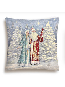 Наволочка декоративная 2414322 Снегурочка и Дед Мороз гобелен 45*45 / Le Gobelin