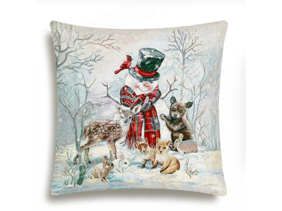 Наволочка декоративная 2518941 Снегович шарф клетка гобелен 44*44 / Le Gobelin