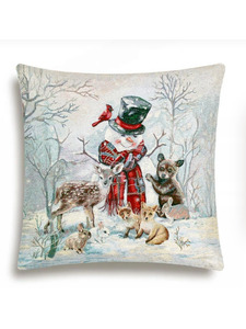 Наволочка декоративная 2518941 Снегович шарф клетка гобелен 44*44 / Le Gobelin