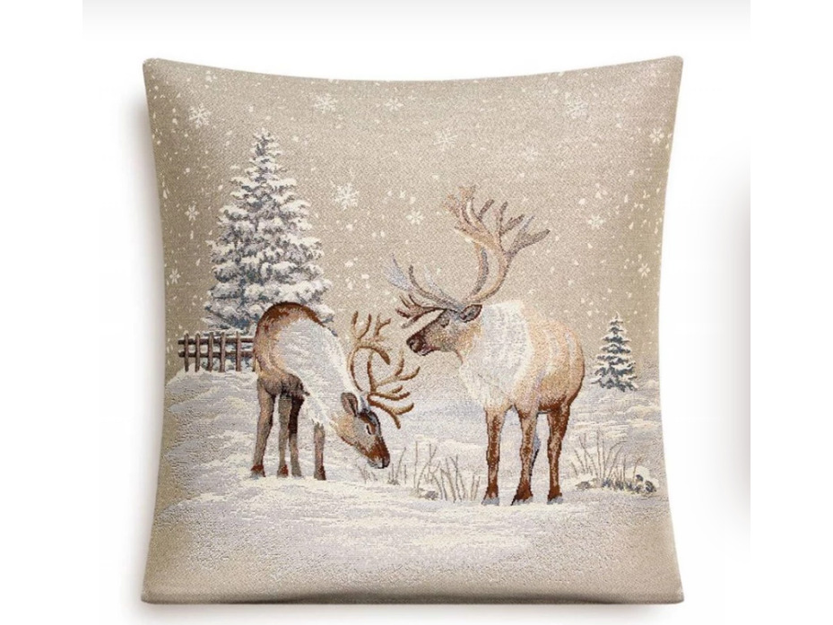 Наволочка декоративная 2107860 Северные олени Снежинки гобелен 45*45 / Le Gobelin