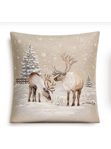 Наволочка декоративная 2107860 Северные олени Снежинки гобелен 45*45 / Le Gobelin