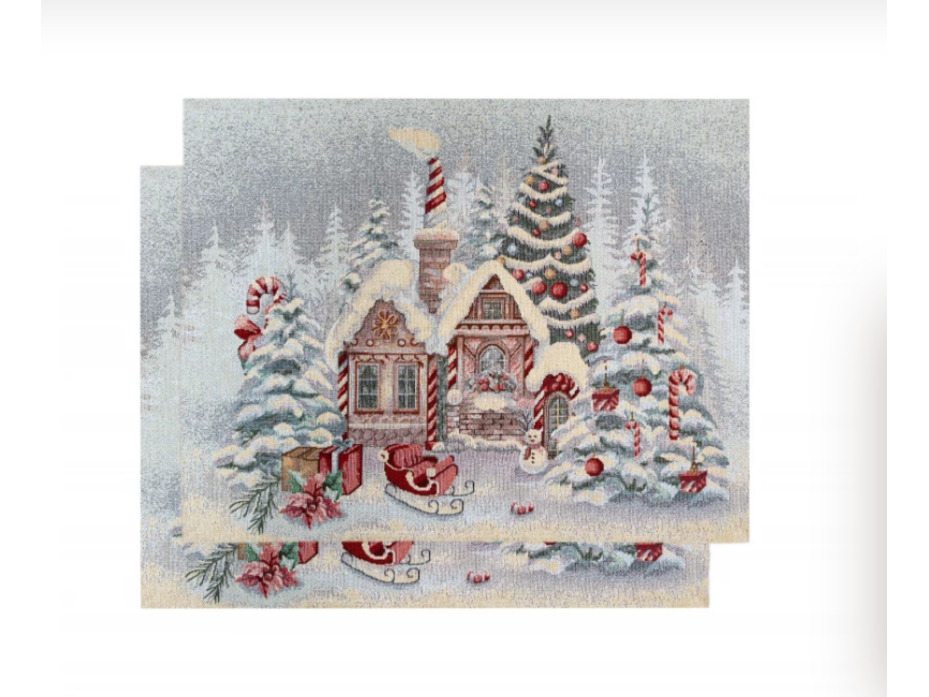 Набор плейсматов 2519091 Снеговики Пряничные домики гобелен (35*45, 2 шт) / Le Gobelin