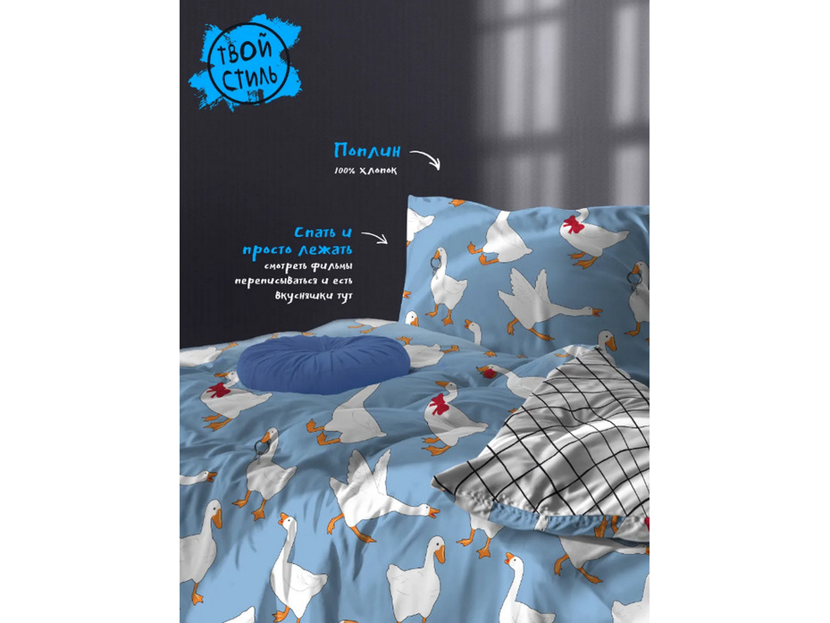 Постельное белье 71194 (24) Гуси поплин 1,5 сп / Василиса
