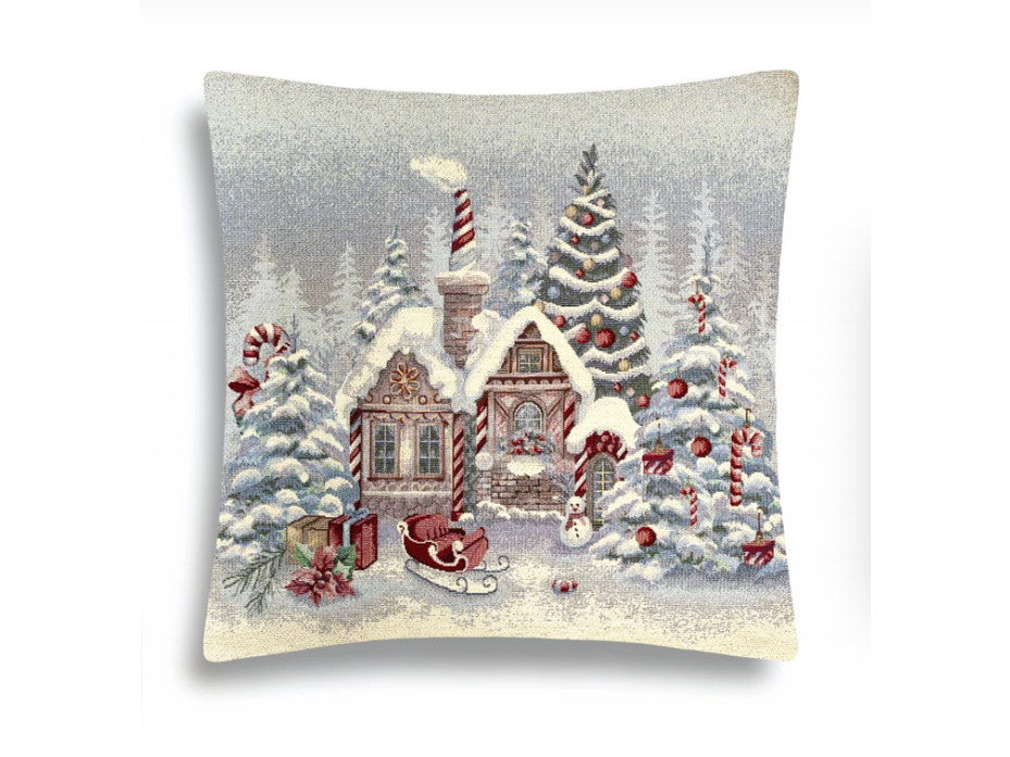 Наволочка декоративная 2519092 Снеговики пряничные домики гобелен 44*44 / Le Gobelin Наволочка декоративная 2519092 Снеговики пряничные домики гобелен 44*44 / Le Gobelin