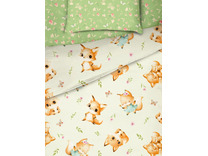 Постельное белье с простыней на резинке 500349 (24) Сказочные Лисички бязь 1,5 сп / Василиса