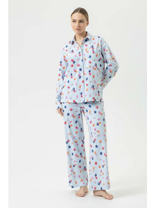 Пижама женская, рубашка и брюки 1240102 Flying Macarons Powder blue / Mey