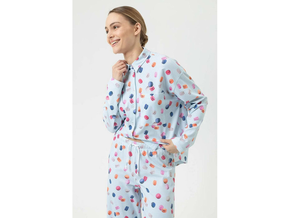 Пижама женская, рубашка и брюки 1240102 Flying Macarons Powder blue / Mey