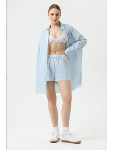 Халат-рубашка женский 1230100 Cotton Stripes Powder blue / Mey