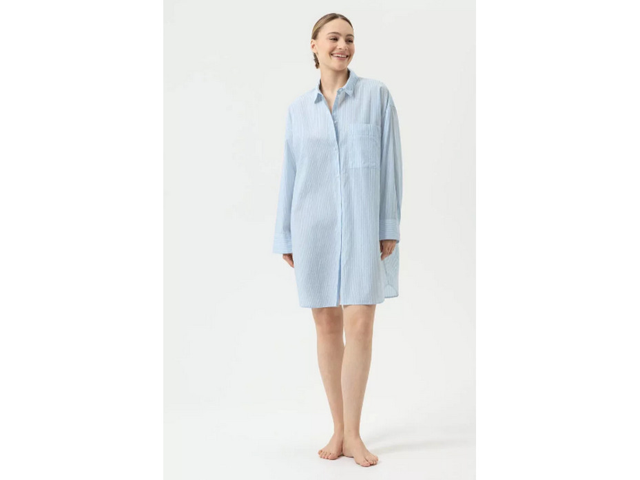 Халат-рубашка женский 1230100 Cotton Stripes Powder blue / Mey