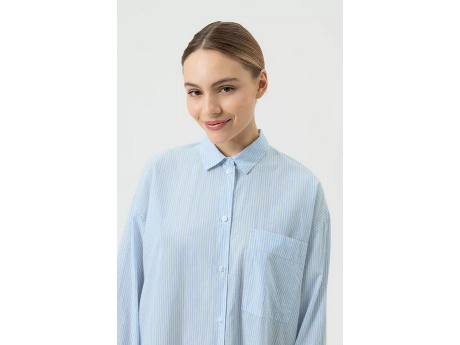 Халат-рубашка женский 1230100 Cotton Stripes Powder blue / Mey
