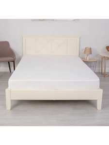 Простыня на резинке 0-0 Белый трикотажная 140*200 / Tia