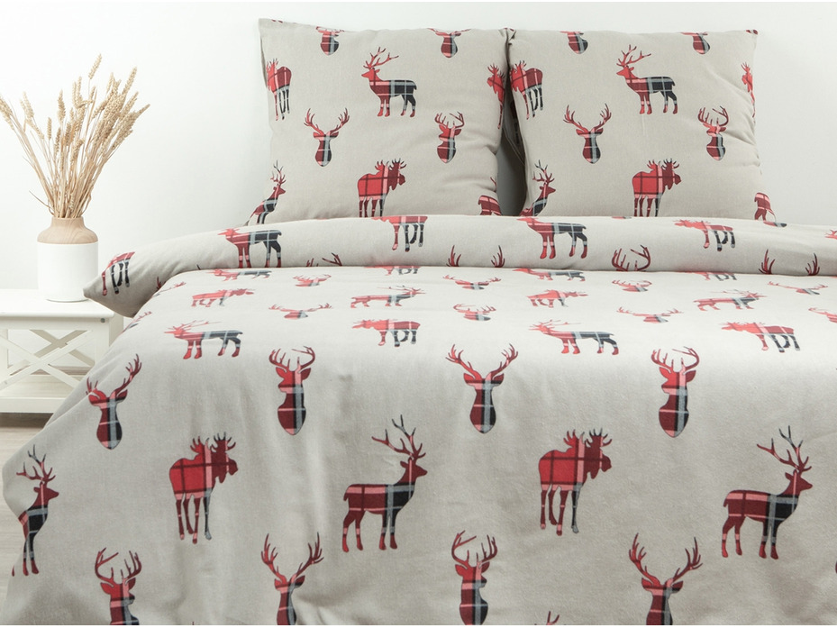 Постельное белье 6156-01 Christmas reindeer фланель 2 сп / Blakit