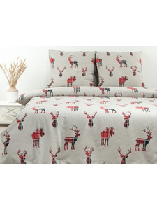 Постельное белье 6156-01 Chrismas reindeer фланель Евро сп / Blakit