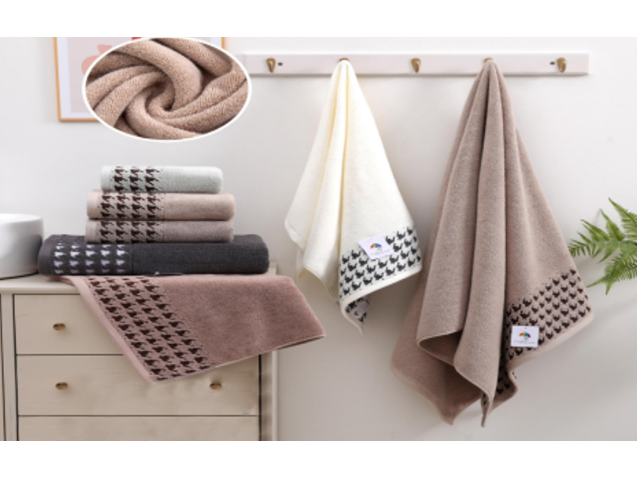 Полотенце 1504483 Бордюр гусиная лапка махровое 35*75 / 7-я