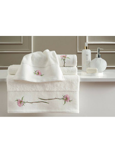 Набор полотенец с ароматизатором Clematis brodery махровые (30*5, 50*100, 75*150) / Tivolyo Home