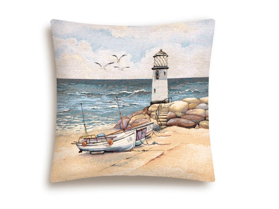 Наволочка декоративная 2416675 Море Маяк гобелен 45*45 / Le Gobelin