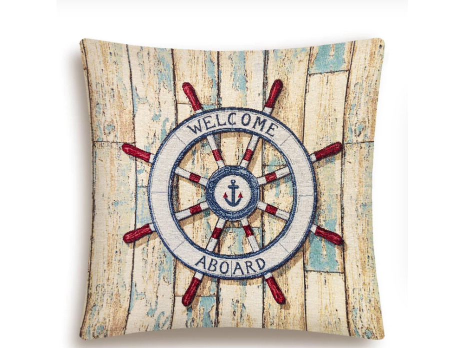 Наволочка декоративная 8335 Морской клуб Штурвал гобелен 45*45 / Le Gobelin
