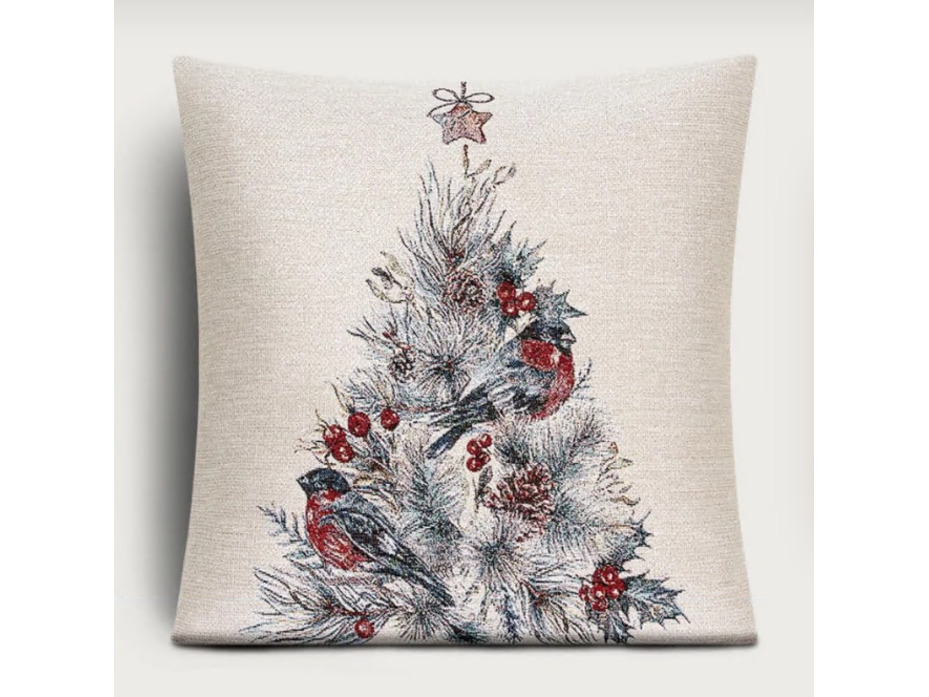 Наволочка декоративная 0103 Снегири Елка гобелен 45*45 / Le Gobelin