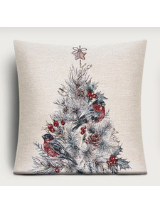 Наволочка декоративная 0103 Снегири Елка гобелен 45*45 / Le Gobelin