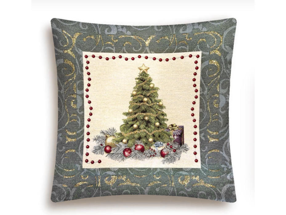 Наволочка декоративная 2519099 Рождественская ночь Елка серебро гобелен 45*45 / Le Gobelin