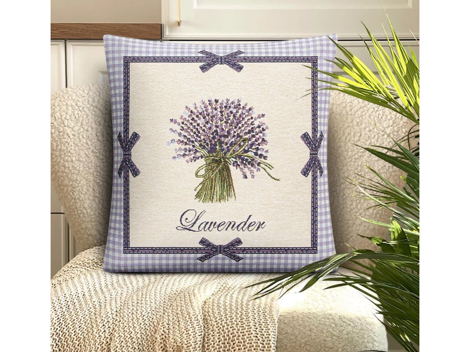 Наволочка декоративная 1061 Лаванда букет гобелен 45*45 / Le Gobelin