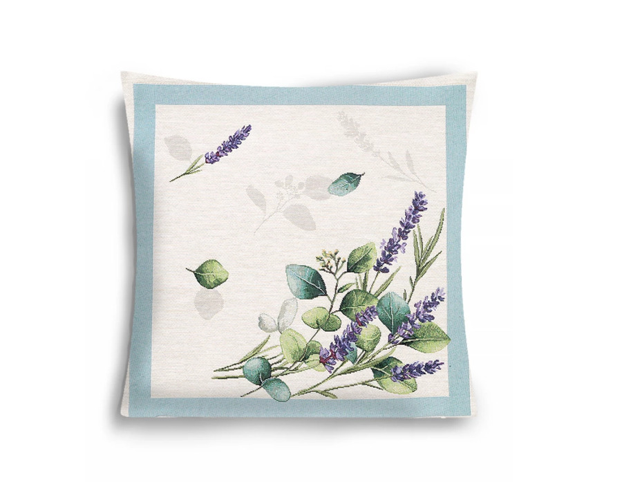 Наволочка декоративная 2517342 Эвкалипт и лаванда гобелен 44*44 / Le Gobelin
