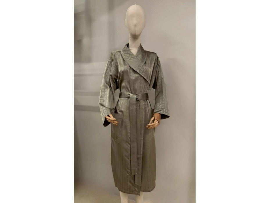 Халат унисекс Геометрия бежевая шелковый / Silk Made in Germany