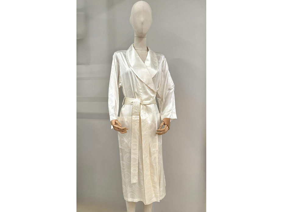 Халат унисекс Жемчужины кремовый шелковый / Silk Made in Germany