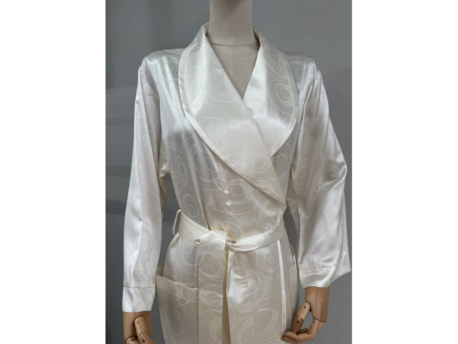 Халат унисекс Жемчужины кремовый шелковый / Silk Made in Germany