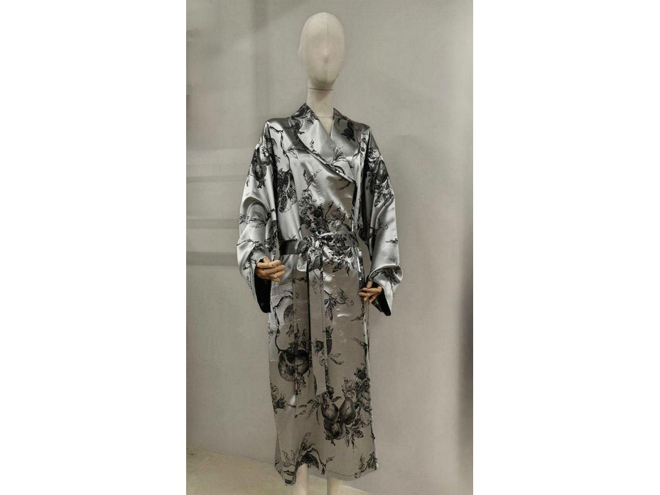 Халат унисекс Гранат серебристый шелковый / Silk Made in Germany