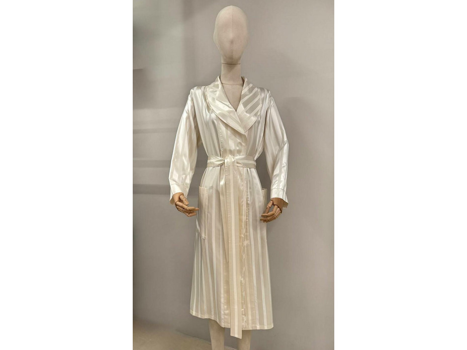 Халат унисекс Полоса кремовая шелковый / Silk Made in Germany