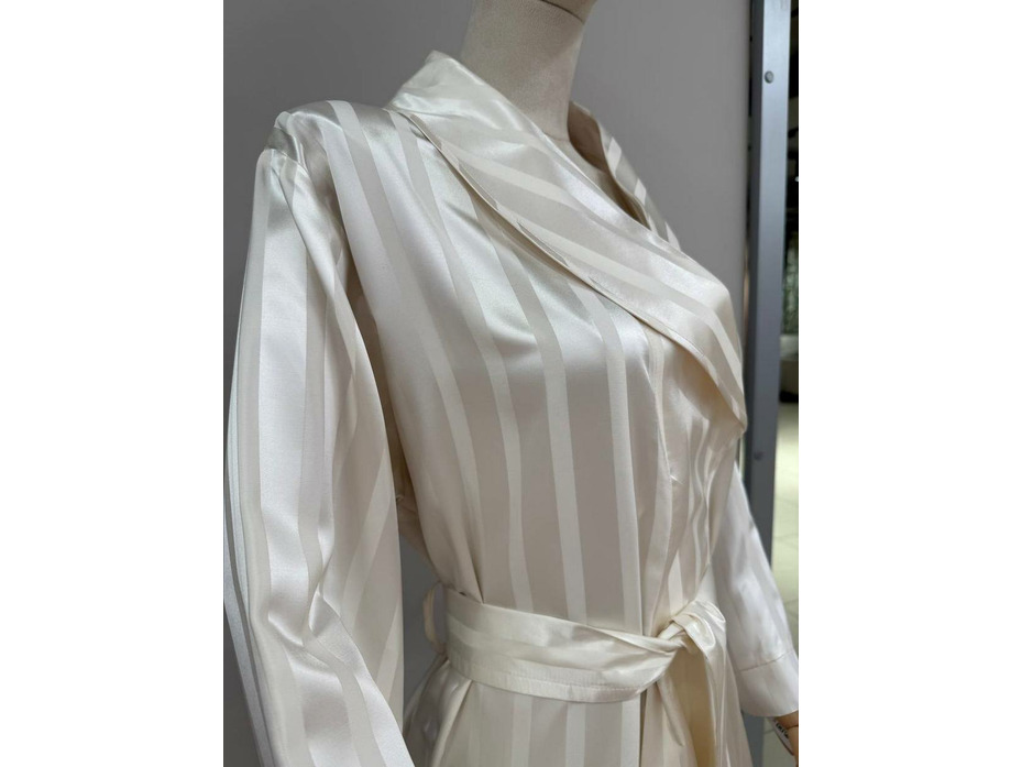 Халат унисекс Полоса кремовая шелковый / Silk Made in Germany