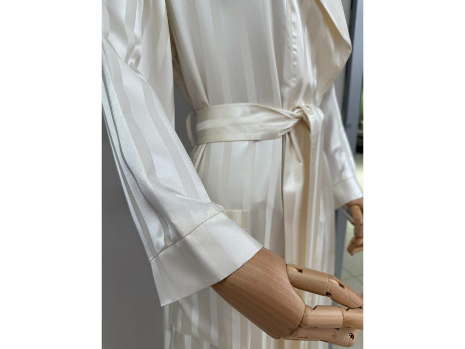 Халат унисекс Полоса кремовая шелковый / Silk Made in Germany