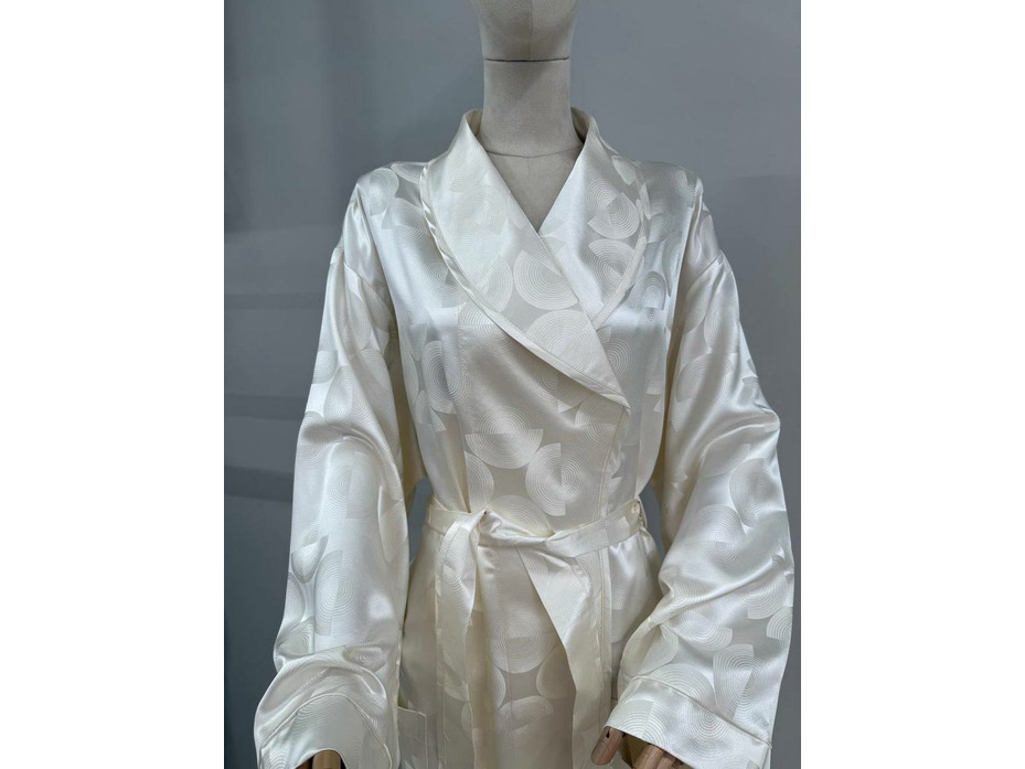 Халат унисекс Спираль кремовая шелковый / Silk Made in Germany