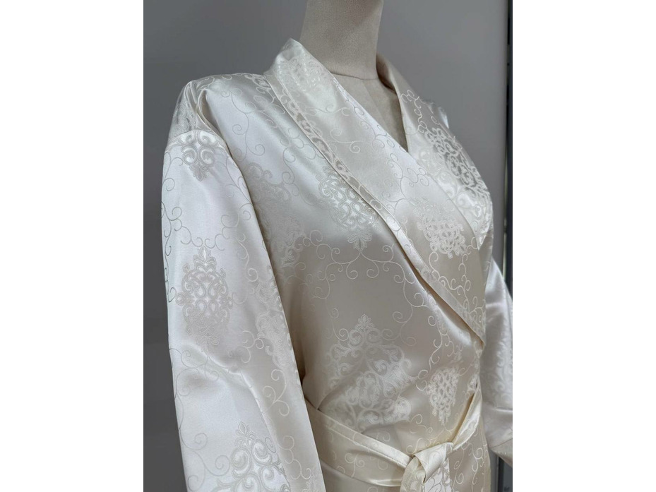 Халат унисекс Вензеля кремовые шелковый / Silk Made in Germany