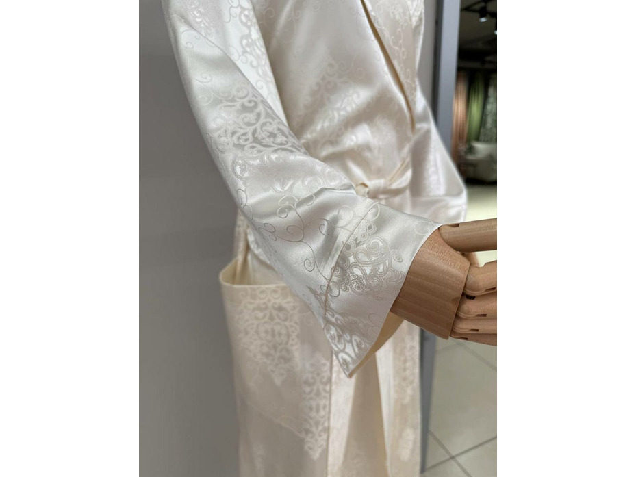 Халат унисекс Вензеля кремовые шелковый / Silk Made in Germany
