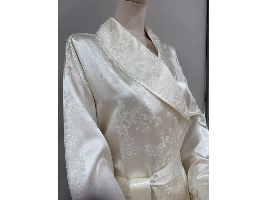 Халат унисекс Восточные огурцы кремовые шелковый / Silk Made in Germany