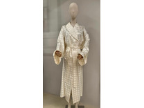 Халат унисекс Клетка кремовая шелковый / Silk Made in Germany